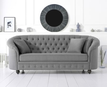 Casey Chesterfield Grey 3 Seater Fabric Sofa