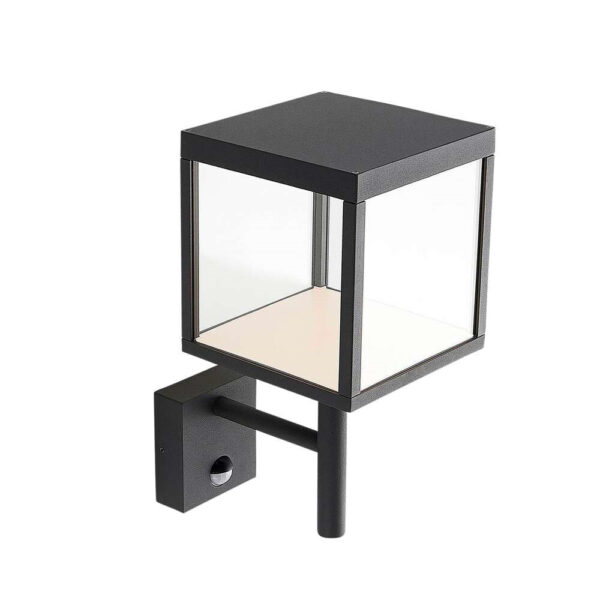 Cube Udendørs Væglampe m/Sensor Graphite/Clear - Lucande