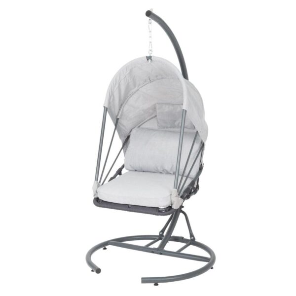 ECD-Germany hængende stol stel og puder, grå og hvid, hængende ramme swing hængende stol hængende kurv hængende stol stål, Folding flet