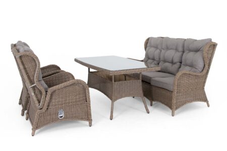 Easton sofagruppe Natur med beige hynde 3-personers sofa, 2st lænestoler & bord