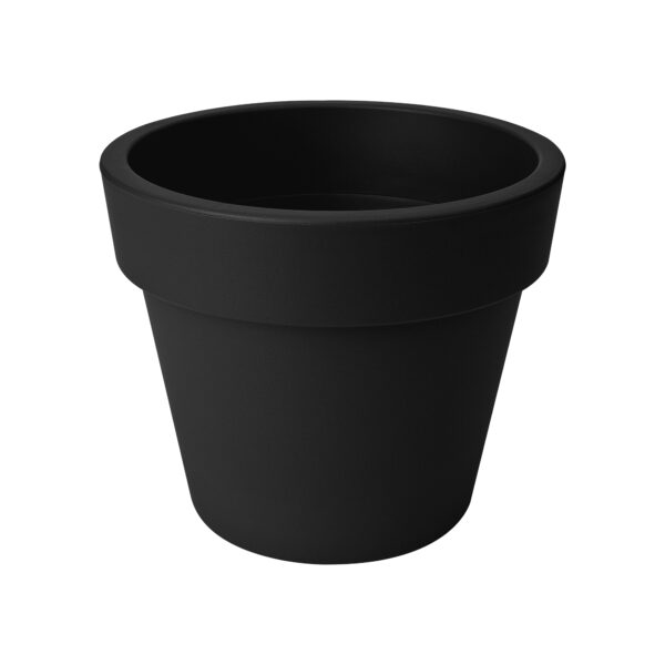 Elho Round Plastic Living Black Plant Pot (H)248mm (Dia)296mm