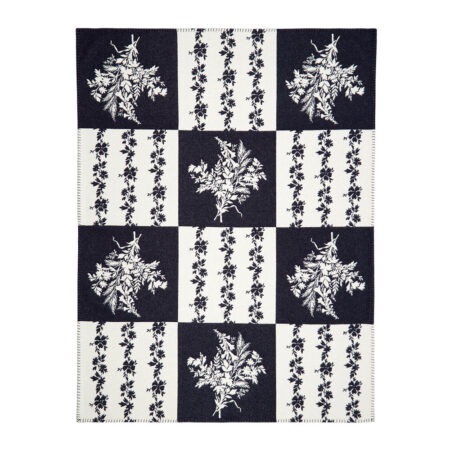 Erdem - Woven Jacquard Chequered Throw - Navy/Ivory