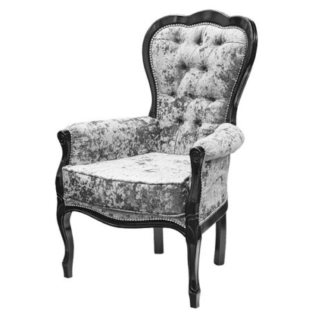 Erela Three Arc Silver Crush Fabric Lounge Chair In Black