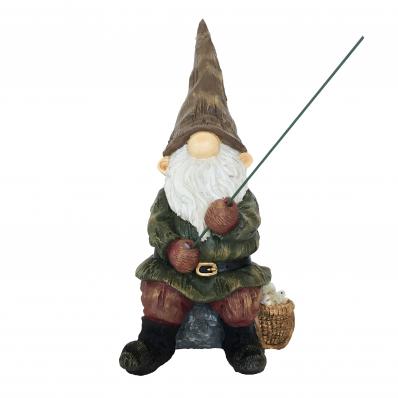 Fallen Fruits Gnome with Fishing Rod Garden Ornament