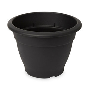 Florus Glazed Black Plastic Bell Plant pot (Dia)30cm