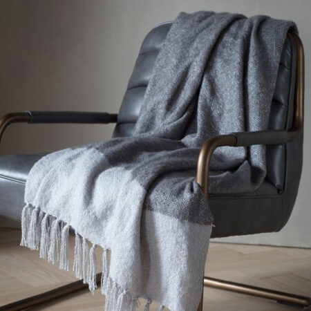 Gallery Interiors Tonal Mohair Throw Slate & Silver | Outlet