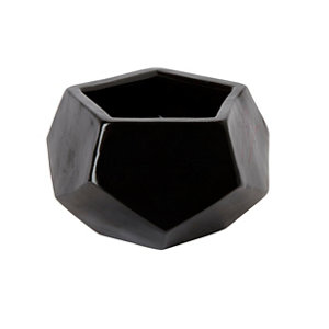 Glazed Black Clay Geometric Plant pot