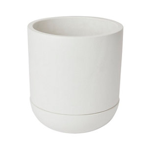 Glazed White Terracotta Plant pot (Dia)20.5cm