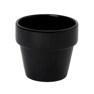 GoodHome Black Terracotta Circular Plant Pot (Dia)11Cm