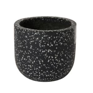 GoodHome Charcoal Speckled Circular Plant Pot (Dia)16.2Cm