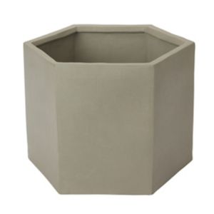 GoodHome Grey Terracotta Geometric Plant Pot (Dia)33.3Cm