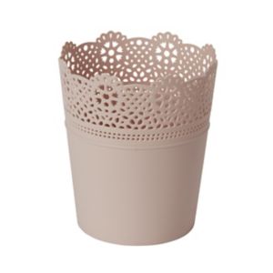 GoodHome Peach Whip Plastic Lace Round Plant Pot (Dia)13.7Cm