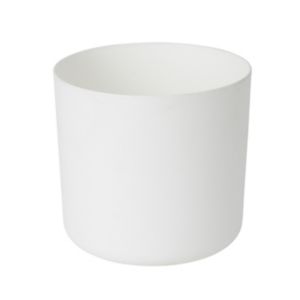 GoodHome White Plastic Round Plant Pot (Dia)17.6Cm