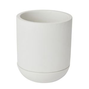GoodHome White Terracotta Circular Plant Pot (Dia)15.4Cm