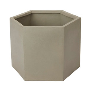 Grey Terracotta Geometric Plant pot (Dia)33.3cm