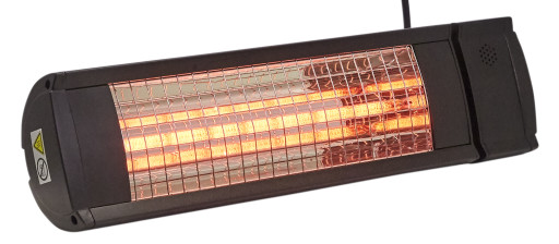 Heat1 infrarød terrassevarmer m/fjernbetjening, 500-1500W, sort
