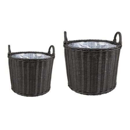 IvyLine - Polyrattan Outdoor Lined Planter - Set Of 2 - Willow
