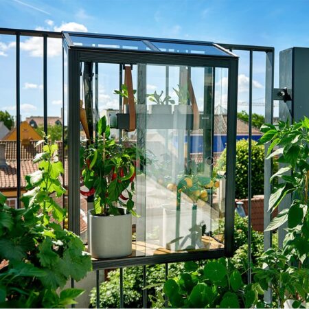 Juliana Urban Balcony mini drivhus 4 mm hærdet glas - sort