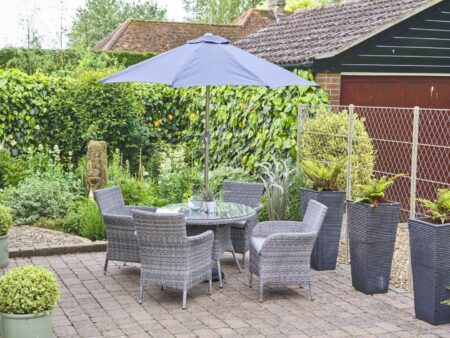 LG Outdoor Monaco Stone 4 Seat Dining Set with 2.5m Parasol