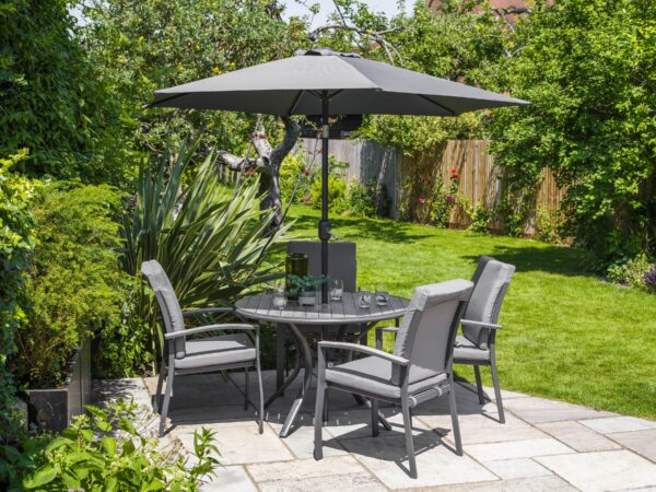 LG Outdoor Turin 4 Seat Dining Set with 2.5m Parasol