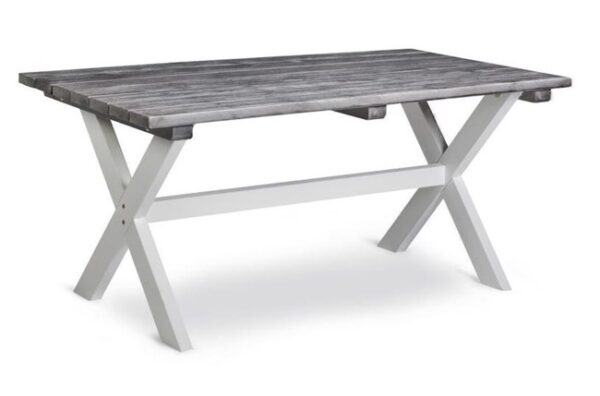 Läckö havebord i grå med hvide ben 160x86 cm fra Hillerstorp