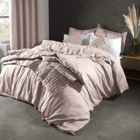 Lazy Linen - 100% Pure Washed Linen Throw - 130x180cm - Mellow Pink