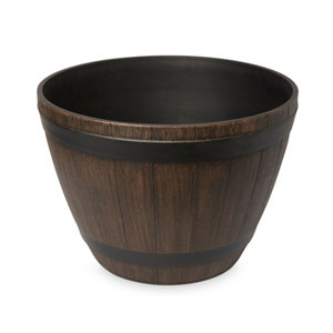 Lule Wood effect Plastic Round Plant pot (Dia)52cm