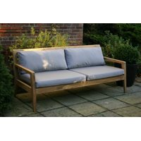 Menton Luxury Teak Sofa Bench with Grey Cushions