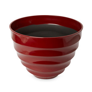 Momoka G Red Plastic Ribbed Round Plant pot (Dia)50cm