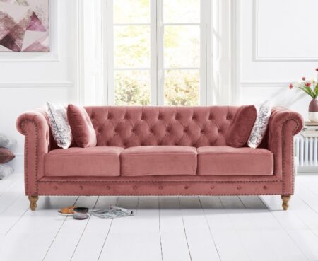 Montrose 3 Seater Blush Plush Sofa