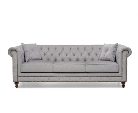 Montrose 3 Seater Grey Fabric Sofa with Cushions