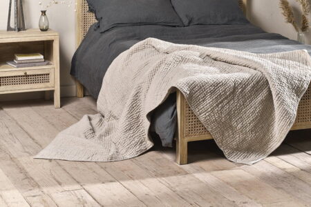 Nkuku Deuli Linen Bed Quilt | Textiles | Natural | 220 x 240 cm