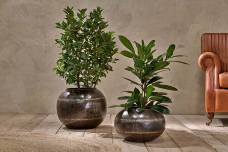 Nkuku Endo Reclaimed Iron Globe Planter | Vases & Planters | Aged Black | Large