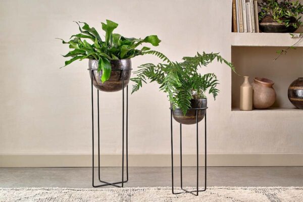 Nkuku Endo Reclaimed Iron Planter Stand | Vases & Planters | Black | Large