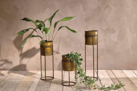 Nkuku Kadassa Standing Planter | Vases & Planters | Aged Antique Brass | Large