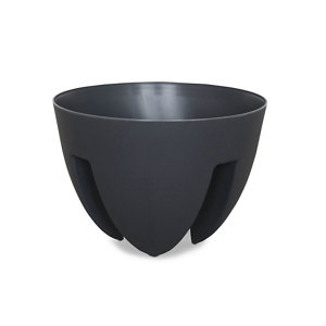 Nurgul Dark grey Plastic Railing Plant pot (Dia)30cm