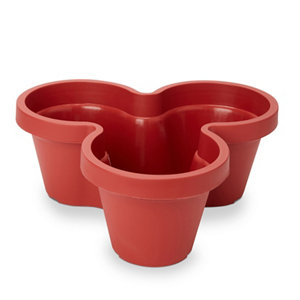 Nurgul Red Plastic Trio Tripartite Plant pot (Dia)46cm