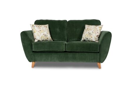 Olivia 2 Seater Forest Green Fabric Fixed Sofa