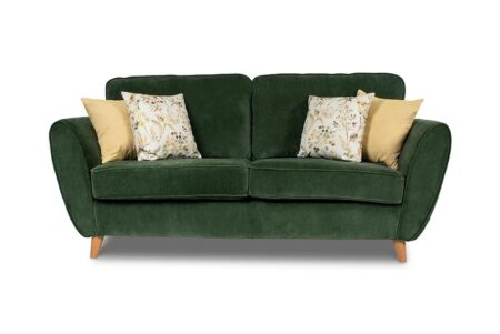 Olivia 3 Seater Forest Green Fabric Fixed Sofa