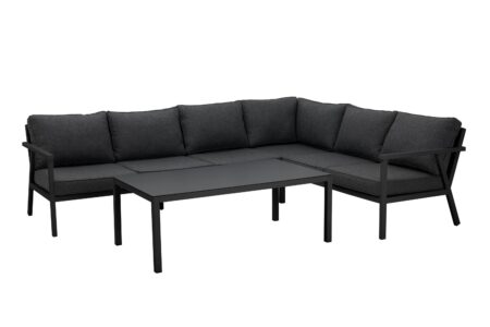 Rana sofagruppe Sort med antracit hynde 291 x 224 cm