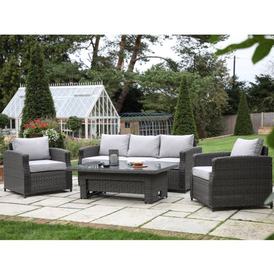 Savoz Sofa Set With Rising Dining Table In Grey