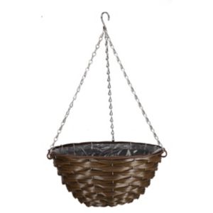 Smart Garden Faux Rattan Plastic Hanging Basket, 35Cm Brown