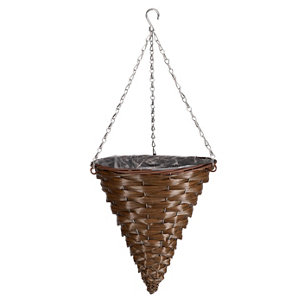 Smart Garden Faux rattan Plastic Hanging basket 34cm