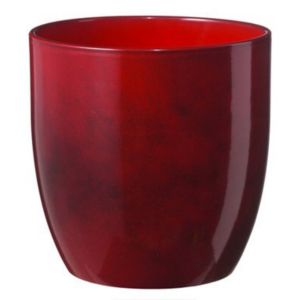 Soendgen Keramik Laleh Brushed Dark Red Ceramic Mottled Plant Pot (Dia)17.1Cm