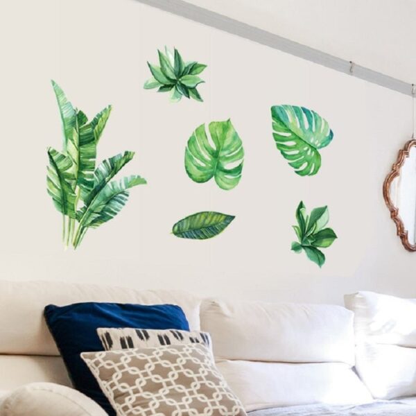 Summer Tropical Green Plant Leaves Living Room TV Wall Refrigerator Closet Decorative Wall Stickers