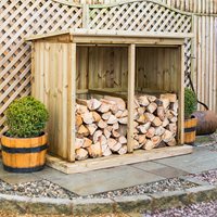 The Garden Village Superior Treated Outdoor FSC Wooden Log Store - Double