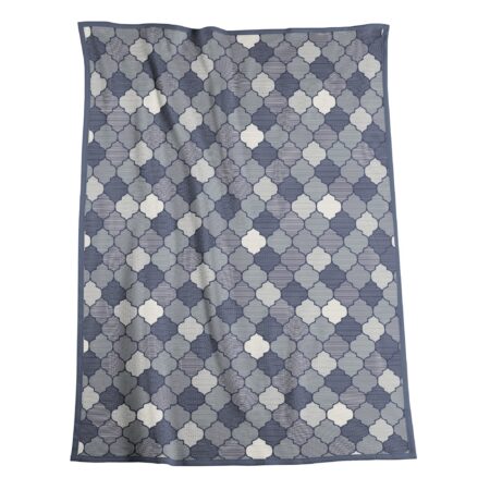 Thermosoft Vintage Blue Blanket Navy Blue and White