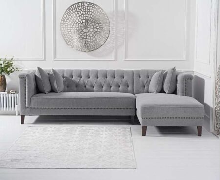 Tino Grey Linen Right Facing Chaise Sofa