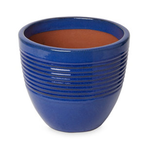 Tiwlip Blue Ceramic Ribbed Plant pot (Dia)27cm