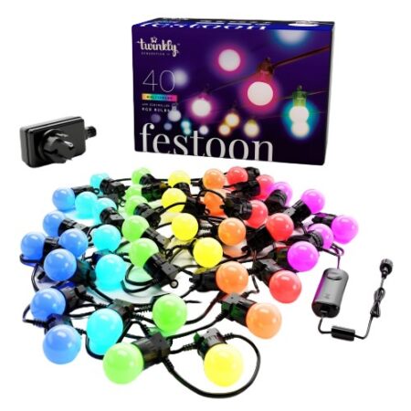Twinkly Festoon udendørs lyskæde - 20 m/farvet lys